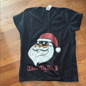 Santa Graphic Tee with Humorous Text